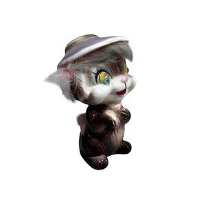 Vintage Porcelain Figure Sparkly Eyes Mid Century Squirrel Furry  Animal Gift